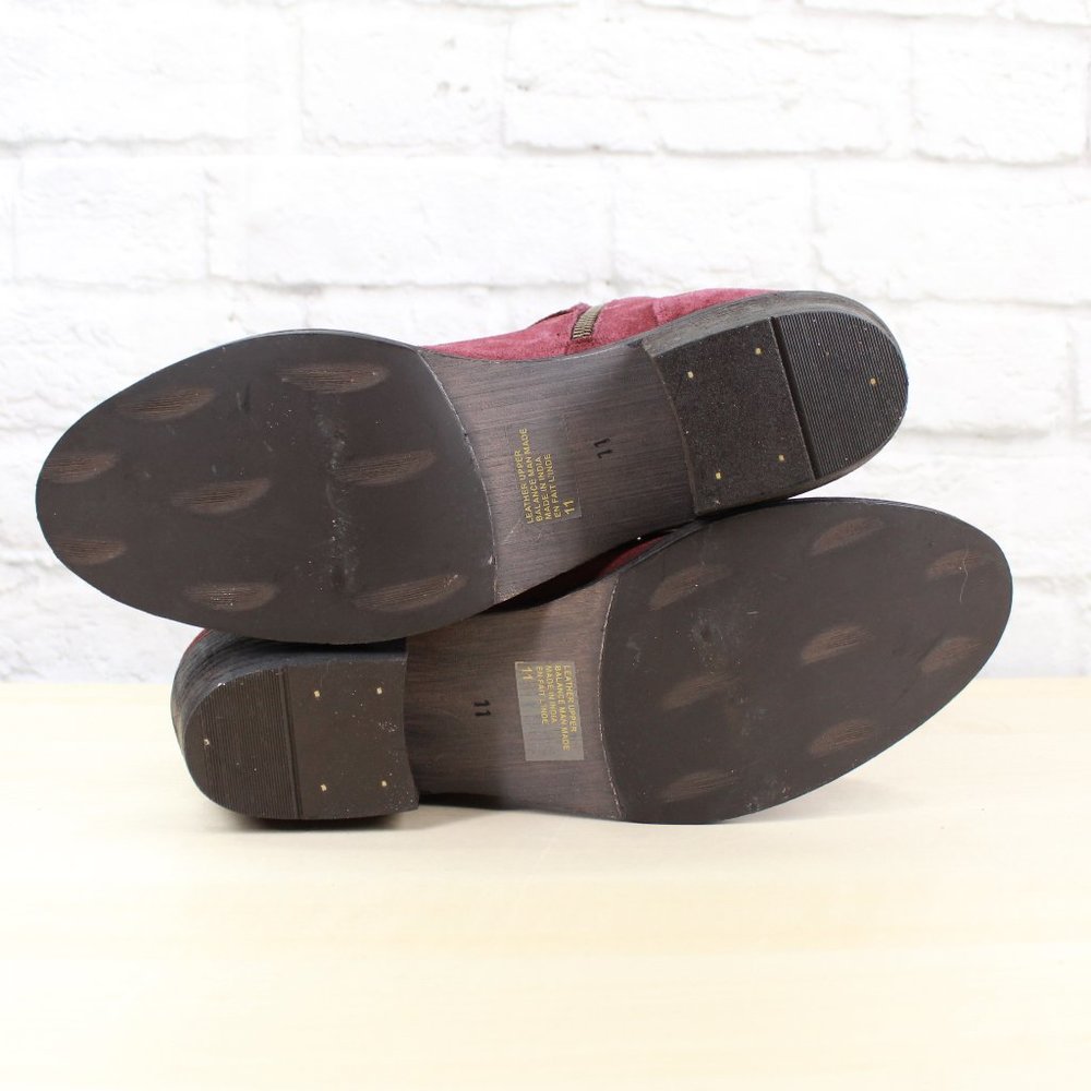 Seychelles Castanets Sand Red Suede Buckle Strap Block Heel Ankle Boots Size 11 - Picture 9 of 9